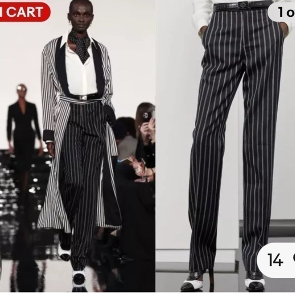 Ralph Lauren black pinstripe trousers100 % wool‌‌‌‌‌‌‌‌‌‌‌‌